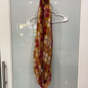 Women's Red Orange Plaid Print Lightweight Spring Hobo Scarf